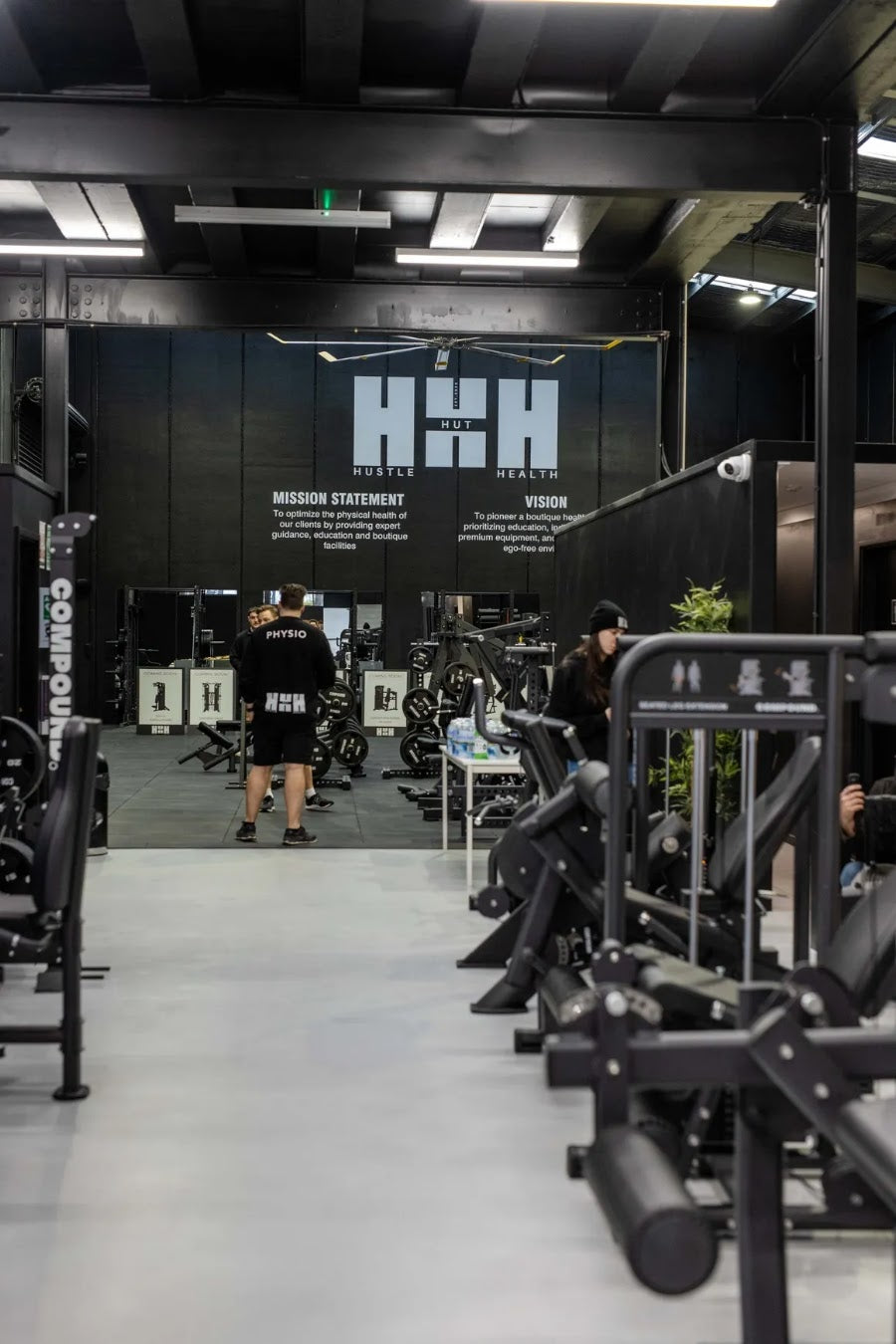 View down the full floor of a 24/7 gym fitout by Compound Fitness